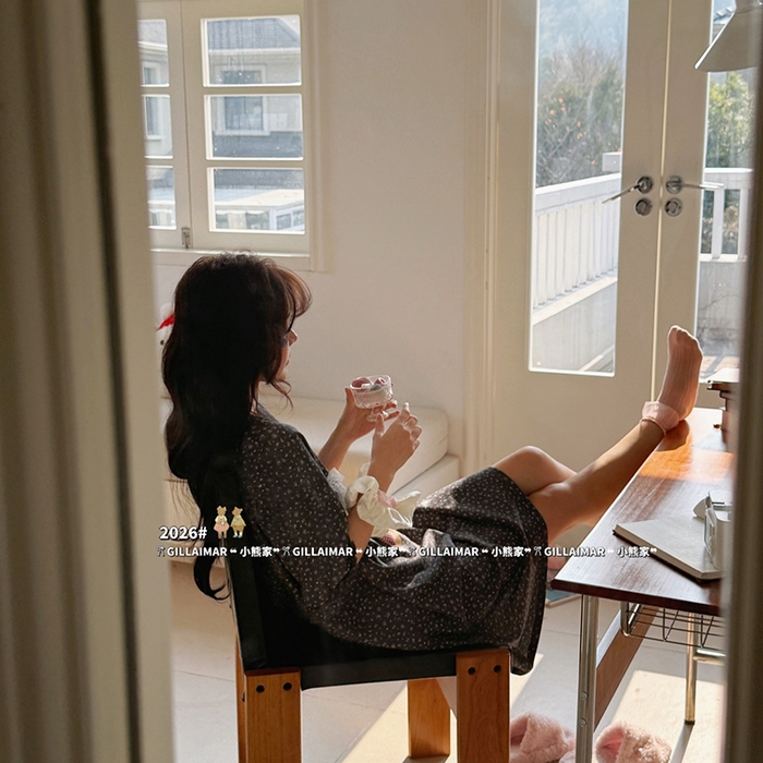 91家纺网 家纺一手货源 找家纺 妍景家居生活馆 2026新款睡裙-散步T 深灰