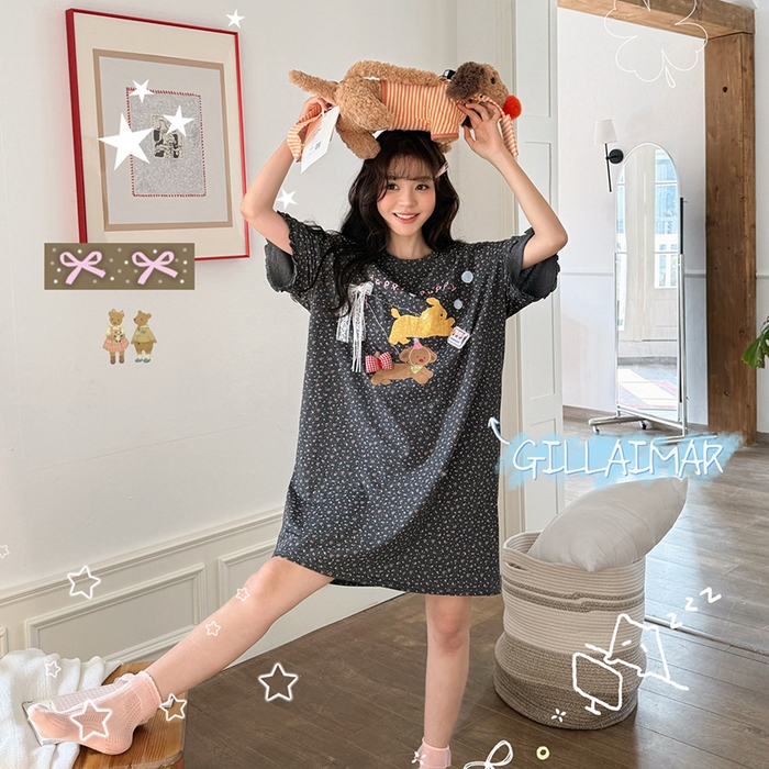 91家纺网 家纺一手货源 找家纺 妍景家居生活馆 2026新款睡裙-散步T 深灰