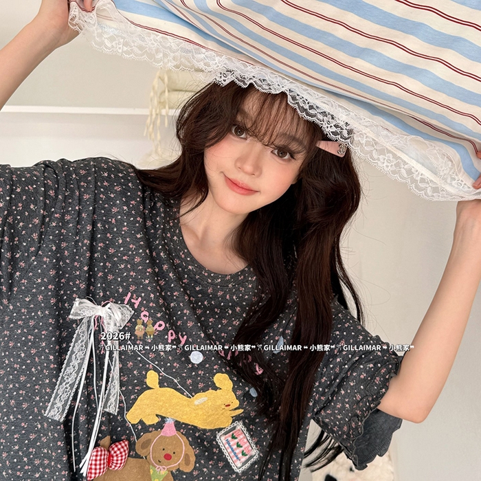 91家纺网 家纺一手货源 找家纺 妍景家居生活馆 2026新款睡裙-散步T 深灰