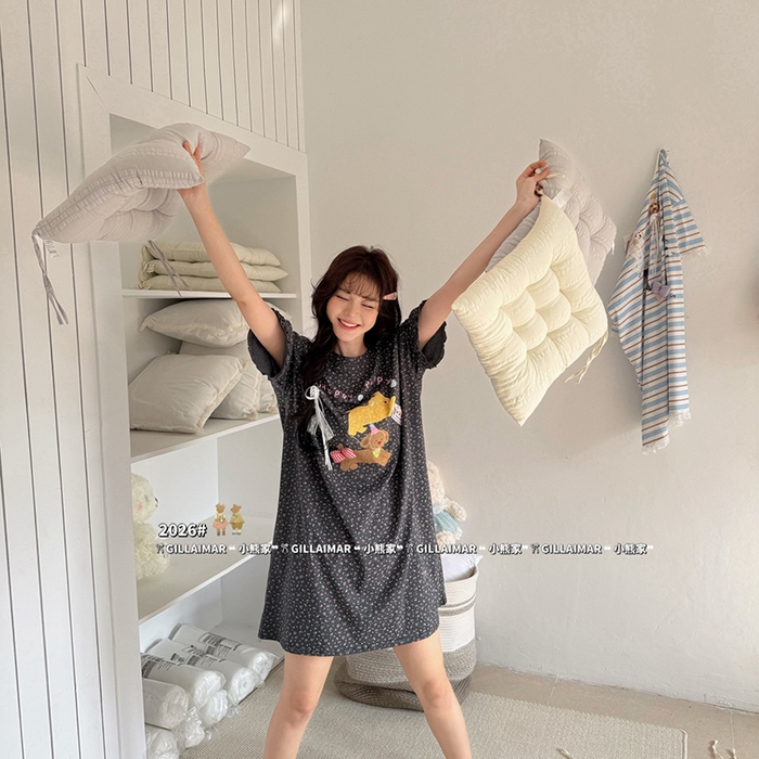 妍景家居生活馆 2026新款睡裙-散步T 深灰