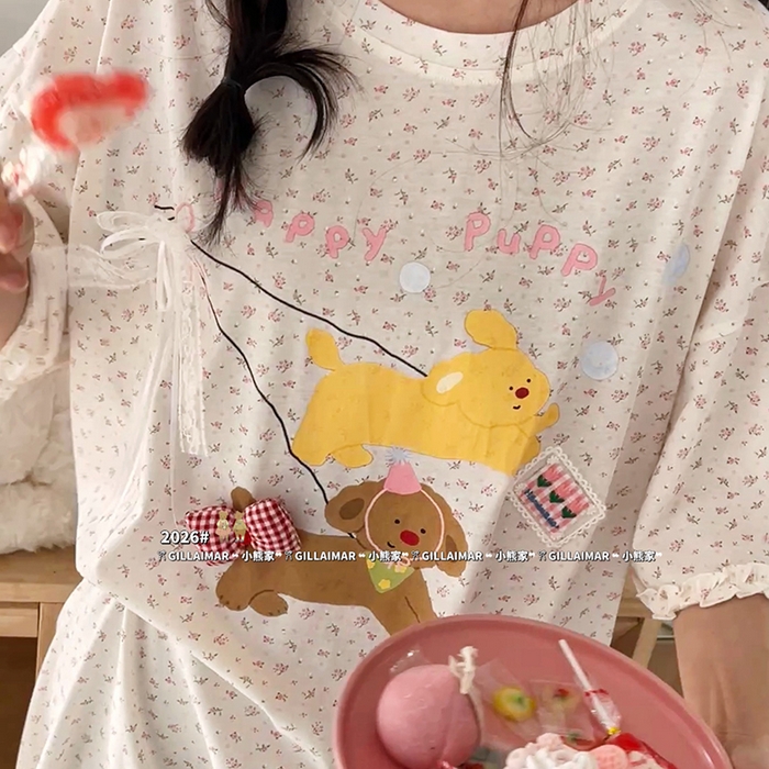 91家纺网 家纺一手货源 找家纺 妍景家居生活馆 2026新款睡裙-散步T 米黄