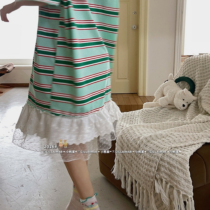 91家纺网 家纺一手货源 找家纺 妍景家居生活馆 2026新款睡裙-洗白白T 绿色