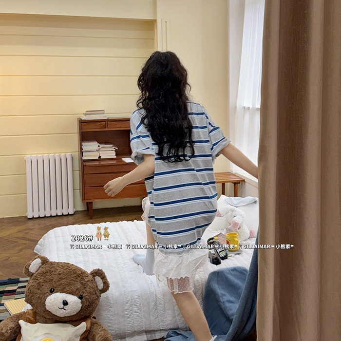 91家纺网 家纺一手货源 找家纺 妍景家居生活馆 2026新款睡裙-洗白白T 蓝色