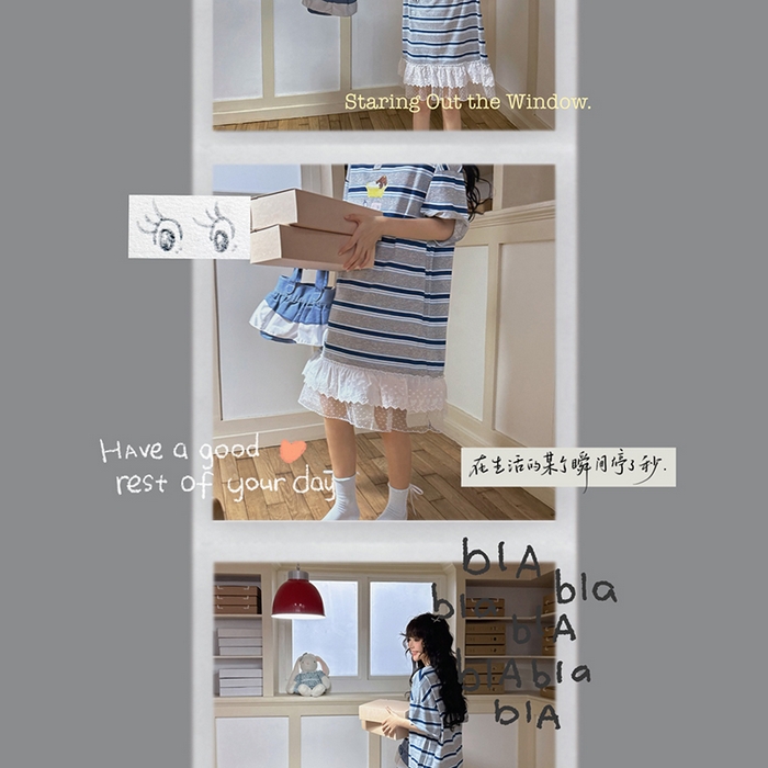 91家纺网 家纺一手货源 找家纺 妍景家居生活馆 2026新款睡裙-洗白白T 蓝色