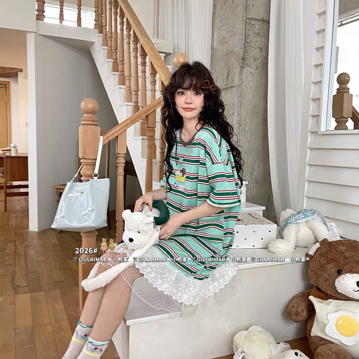 91家纺网 家纺一手货源 找家纺 妍景家居生活馆 2026新款睡裙-洗白白T 绿色