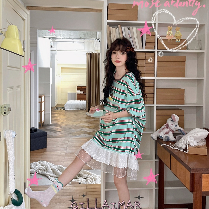 91家纺网 家纺一手货源 找家纺 妍景家居生活馆 2026新款睡裙-洗白白T 绿色