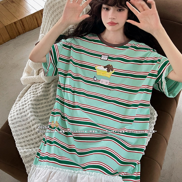 91家纺网 家纺一手货源 找家纺 妍景家居生活馆 2026新款睡裙-洗白白T 绿色