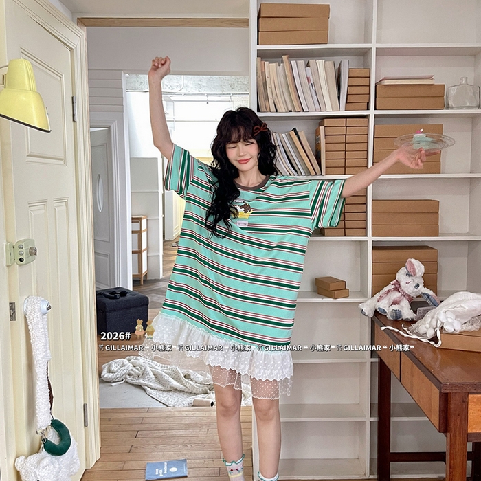 妍景家居生活馆 2026新款睡裙-洗白白T 绿色