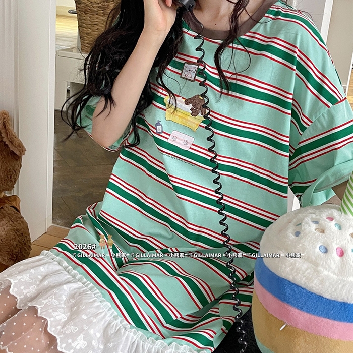 91家纺网 家纺一手货源 找家纺 妍景家居生活馆 2026新款睡裙-洗白白T 绿色