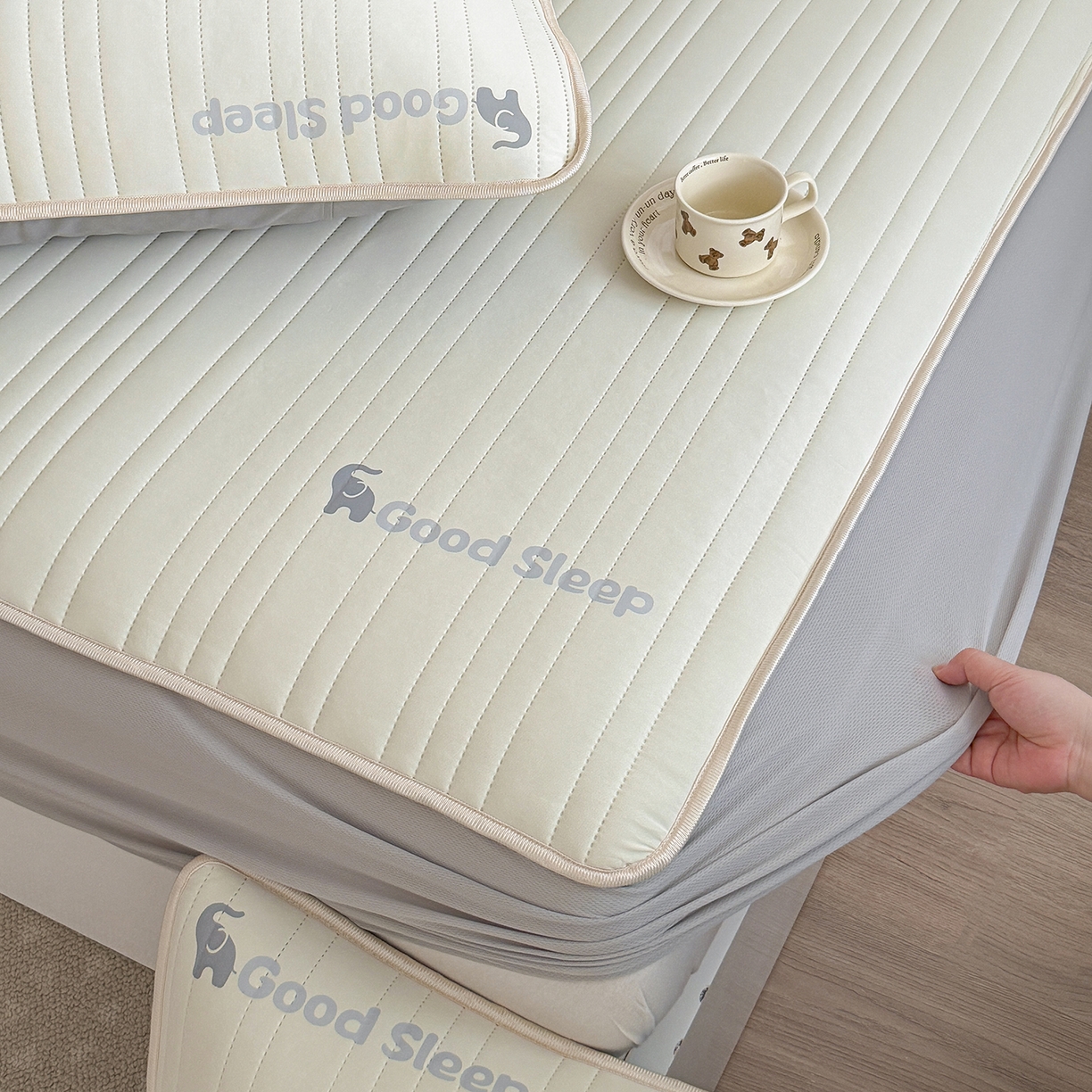 91家纺网 家纺一手货源 找家纺 （总）TT.one 塔塔家居 2026新款A类自然凉感简约深睡眠清新小象夏日凉感垫