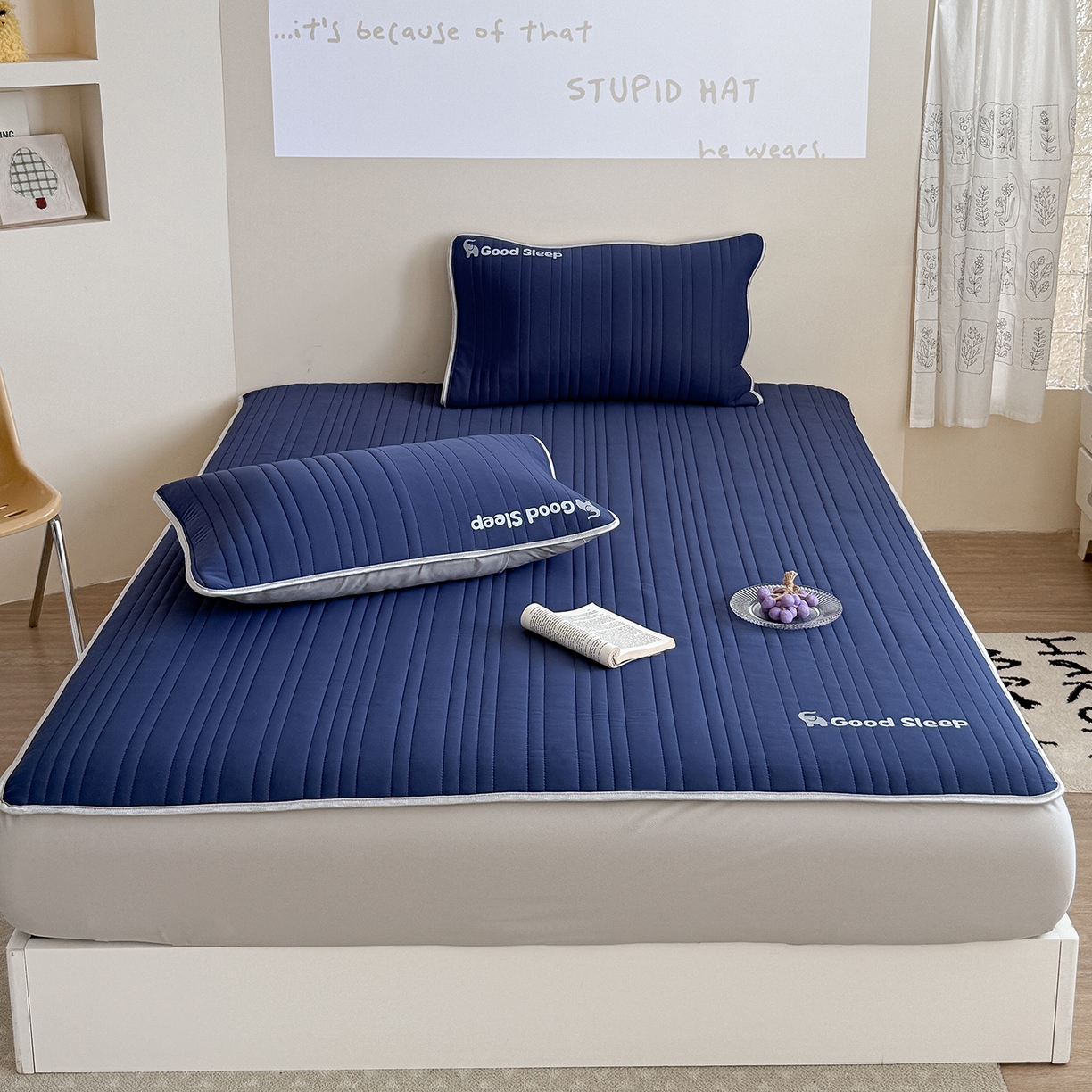 91家纺网 家纺一手货源 找家纺 TT.one 塔塔家居 2026新款A类自然凉感简约深睡眠清新小象夏日凉感垫 小象-宝石蓝