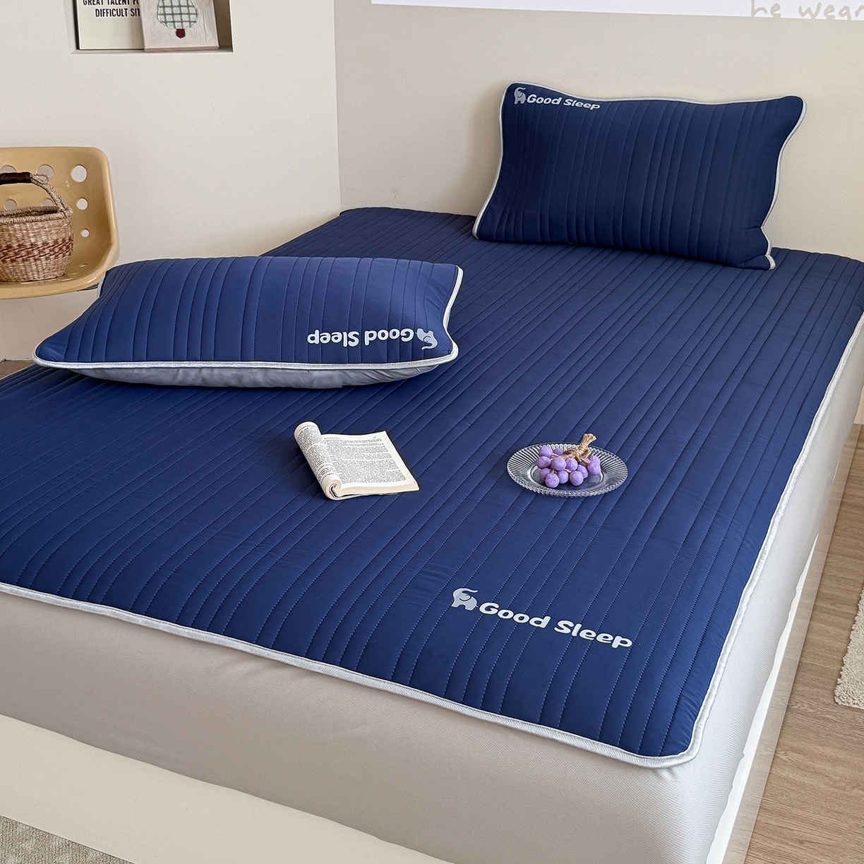 91家纺网 家纺一手货源 找家纺 TT.one 塔塔家居 2026新款A类自然凉感简约深睡眠清新小象夏日凉感垫 小象-宝石蓝