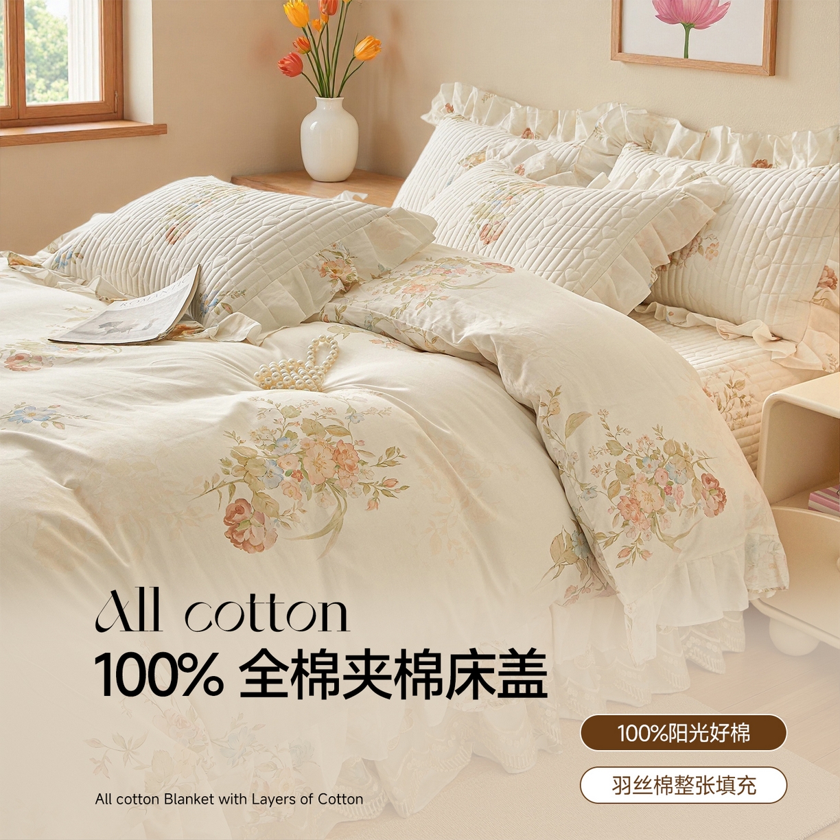 91家纺网 家纺一手货源 找家纺 （总）宜凡家纺 2026新款全棉数码印花床盖三件套③号系列