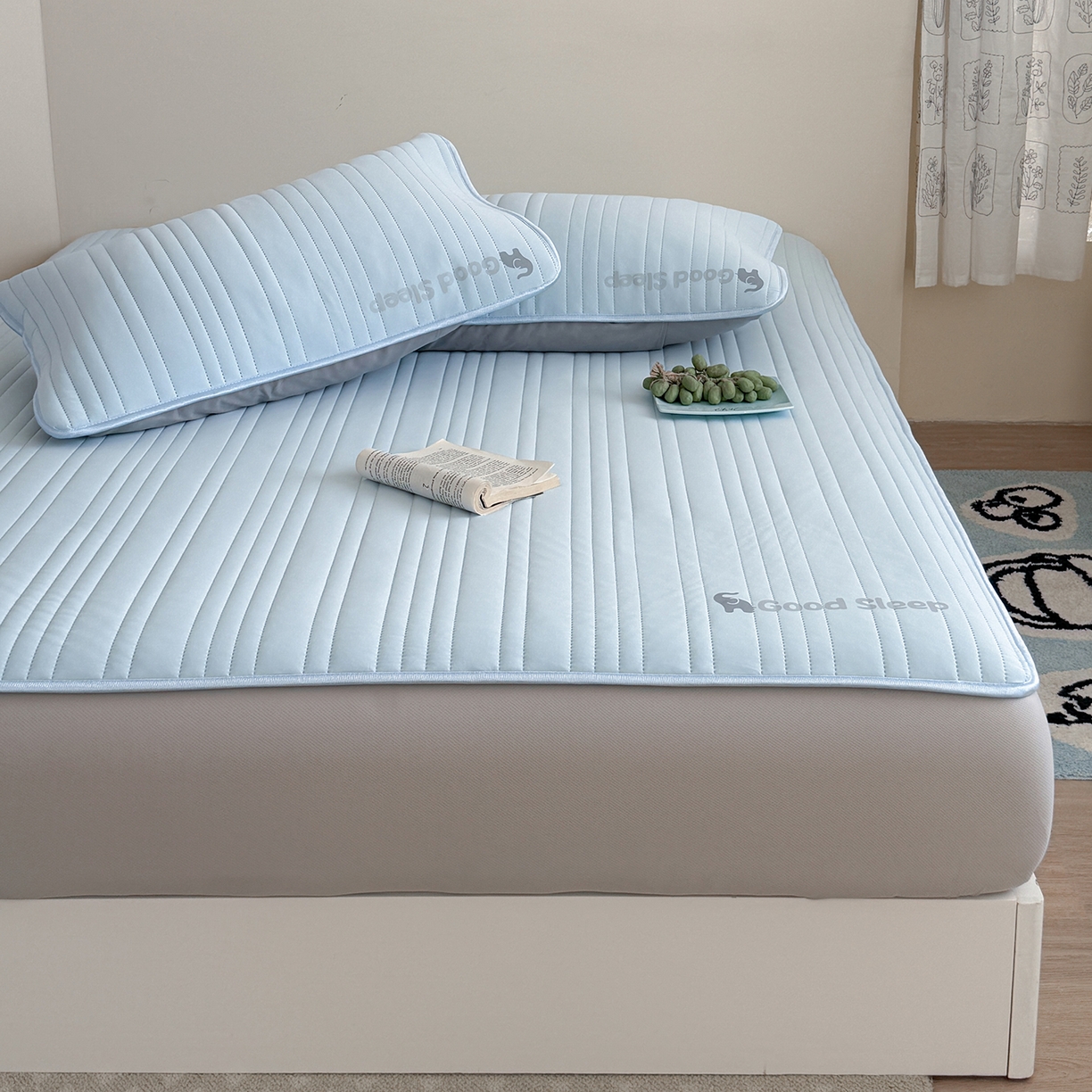 91家纺网 家纺一手货源 找家纺 TT.one 塔塔家居 2026新款A类自然凉感简约深睡眠清新小象夏日凉感垫 小象-海盐蓝