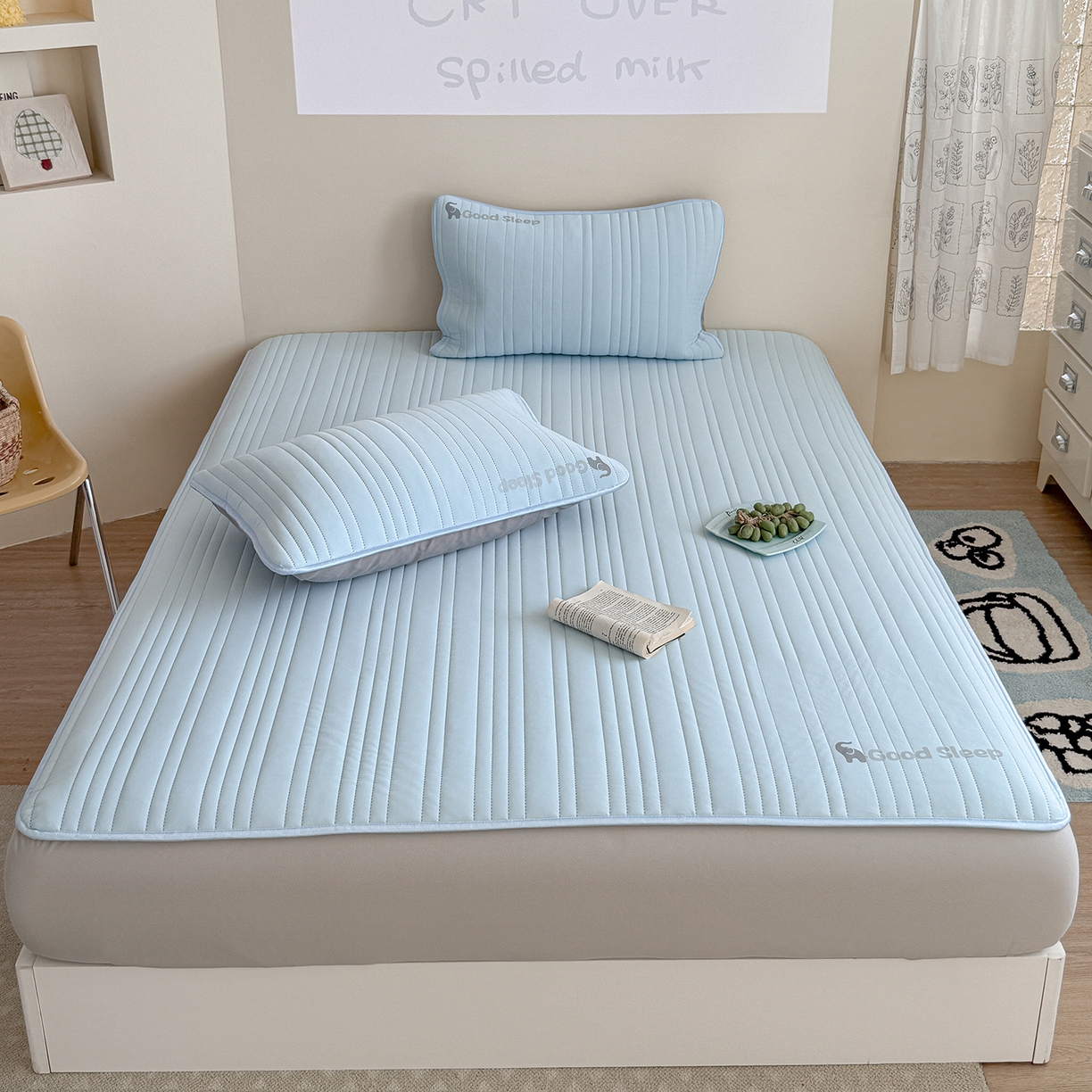 91家纺网 家纺一手货源 找家纺 TT.one 塔塔家居 2026新款A类自然凉感简约深睡眠清新小象夏日凉感垫 小象-海盐蓝