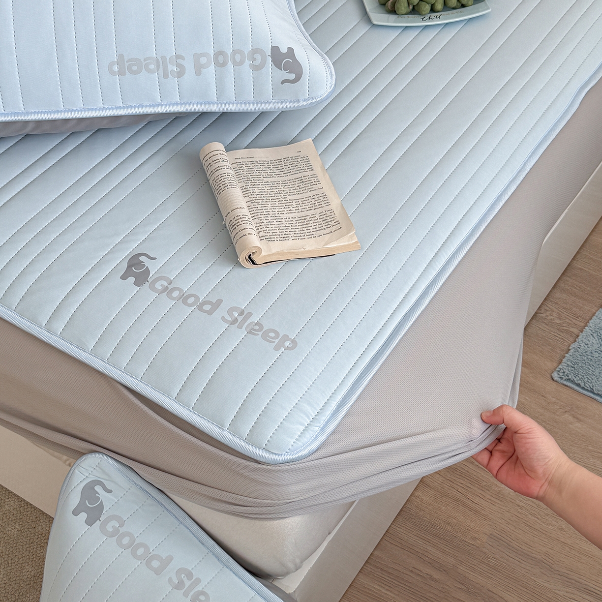 91家纺网 家纺一手货源 找家纺 TT.one 塔塔家居 2026新款A类自然凉感简约深睡眠清新小象夏日凉感垫 小象-海盐蓝