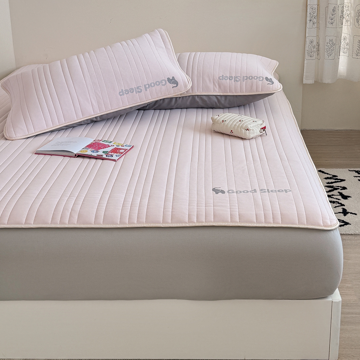 91家纺网 家纺一手货源 找家纺 TT.one 塔塔家居 2026新款A类自然凉感简约深睡眠清新小象夏日凉感垫 小象-少女粉