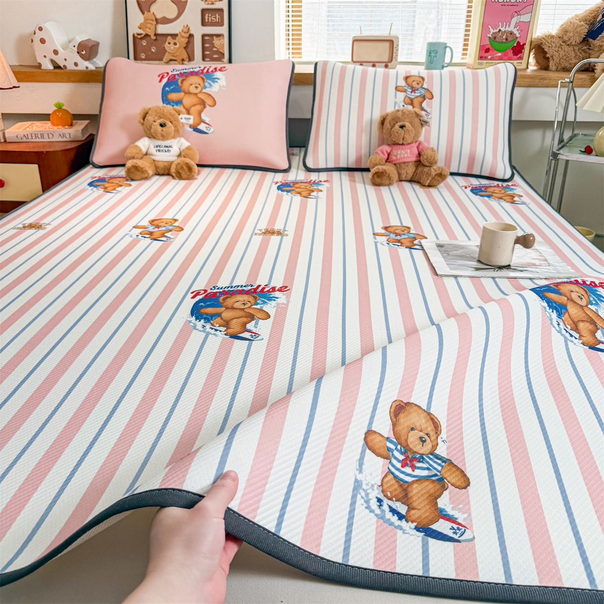 91家纺网 家纺一手货源 找家纺 （总）慕木家纺 2026春夏新款泰迪冰丝席系列凉席席子空调软席平席和床笠