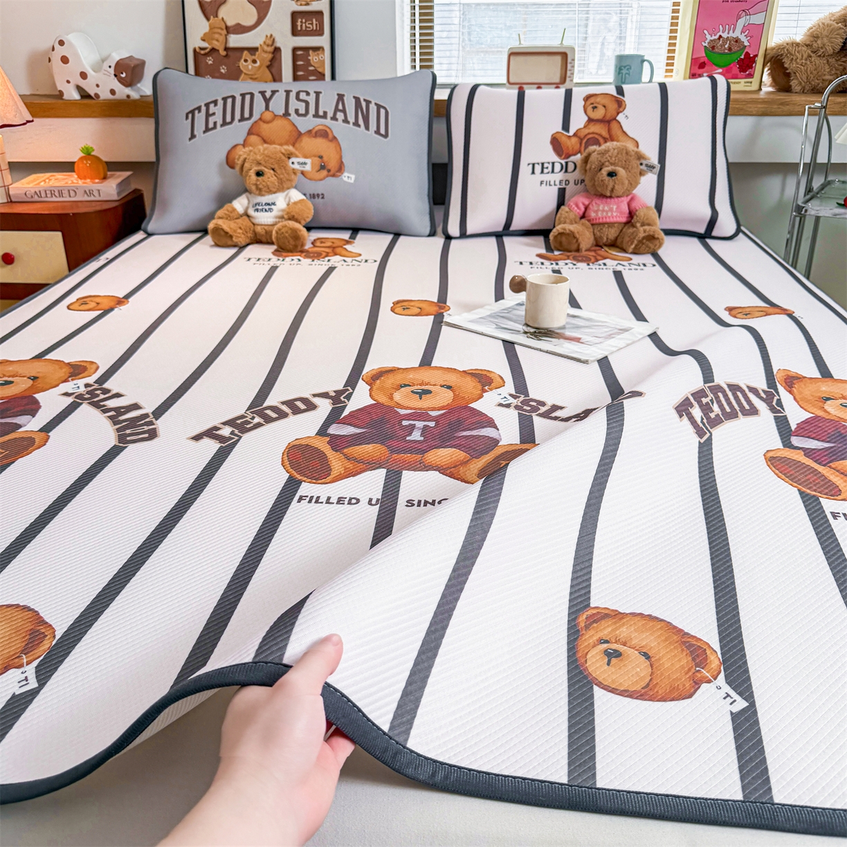 91家纺网 家纺一手货源 找家纺 （总）慕木家纺 2026春夏新款泰迪冰丝席系列凉席席子空调软席平席和床笠