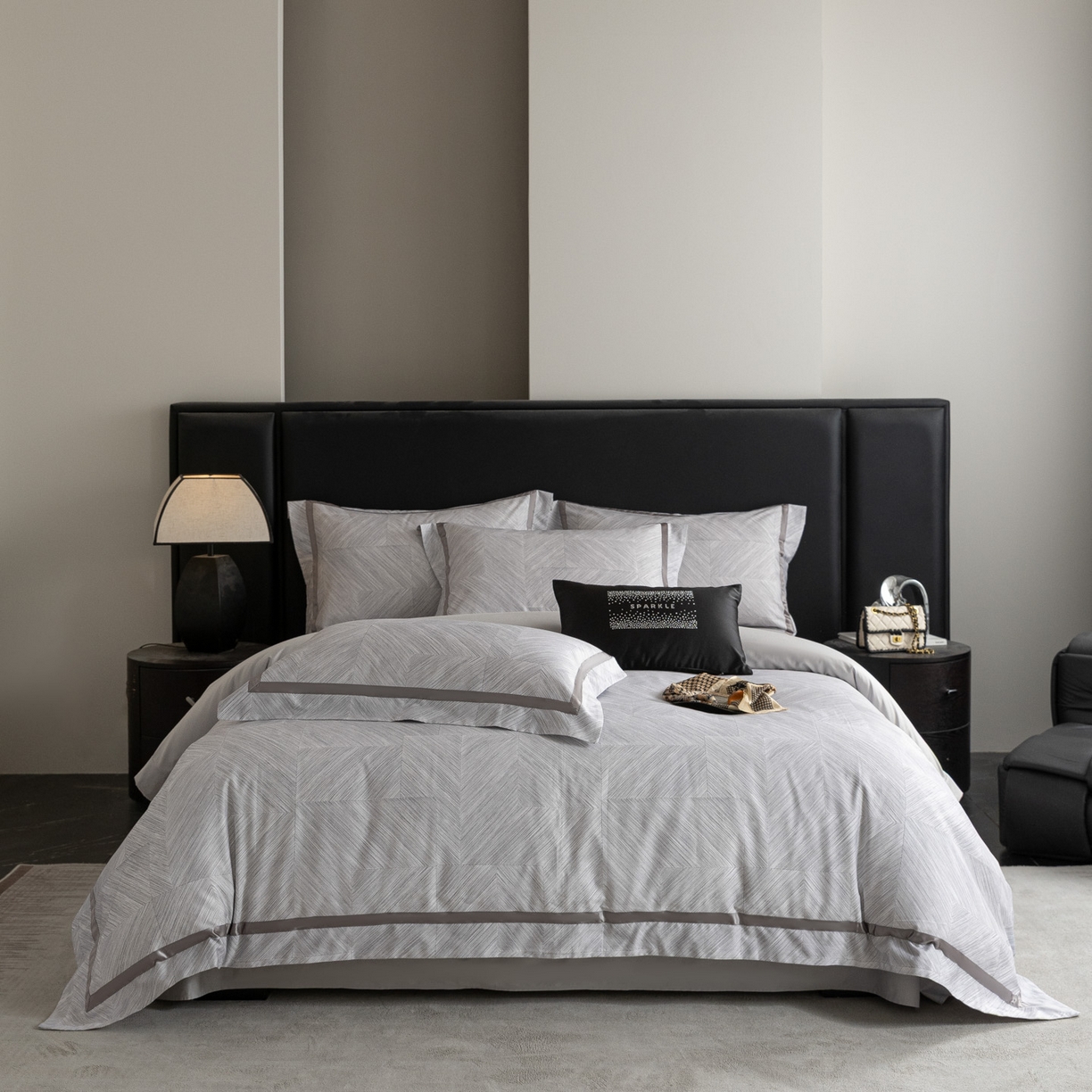 新方向 【控价 提供买家秀】2026新款数码印花50s双股全棉贡缎长绒棉四件套-星河拍摄2 星河-爵士灰