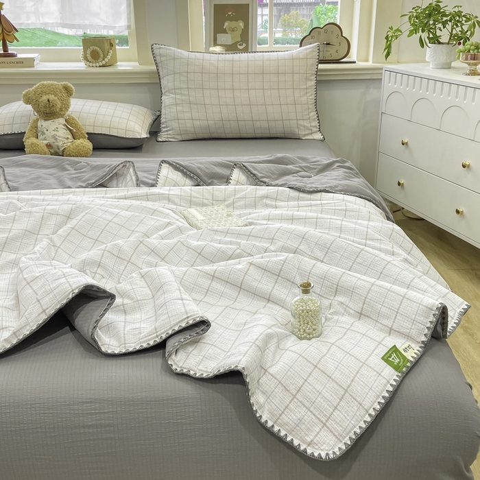 91家纺网 家纺一手货源 找家纺 美梦里 2026新款A类双层纱贝壳绣夏被 元素