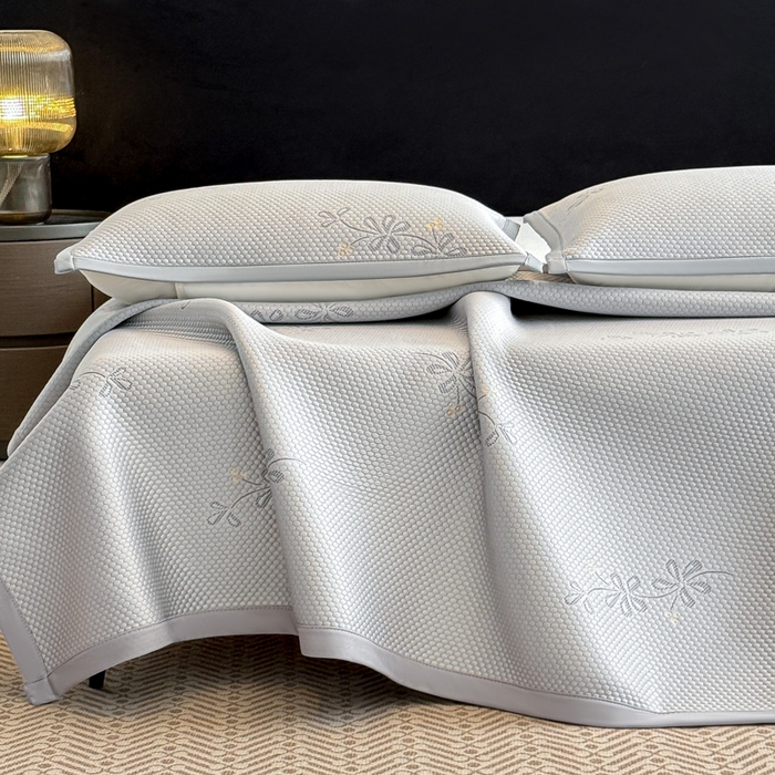 91家纺网 家纺一手货源 找家纺 畅畅家纺 2026春夏新款复合中分子PE100%聚乙烯乙纶色织提花凉感软凉席席子 繁花