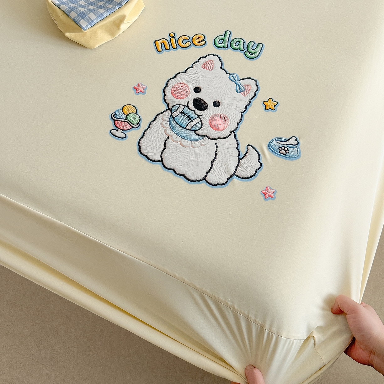 91家纺网 家纺一手货源 找家纺 （总）TT.one 塔塔家居 2026新款A类卡通针织凉感刺绣烫印床笠