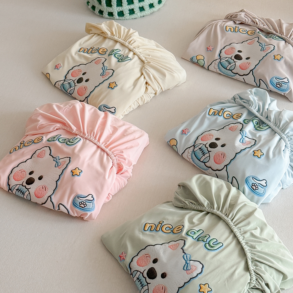 91家纺网 家纺一手货源 找家纺 TT.one 塔塔家居 2026新款A类卡通针织凉感刺绣烫印床笠 组合