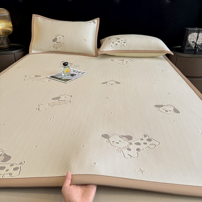 畅畅家纺 2026春夏新款复合中分子PE100%聚乙烯乙纶色织提花凉感软凉席席子 腊肠狗