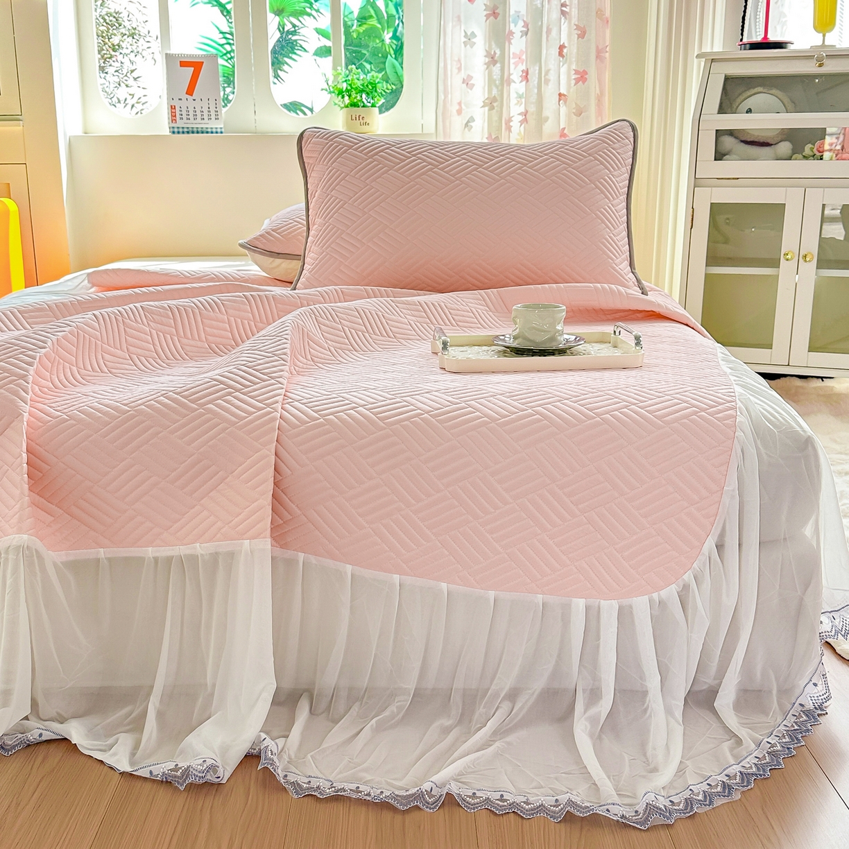 91家纺网 家纺一手货源 找家纺 （总）丹本家纺 2026新款凉感夏被空调被凉席空调席冰丝席纯色床裙乳胶席三件套四件套菱形格