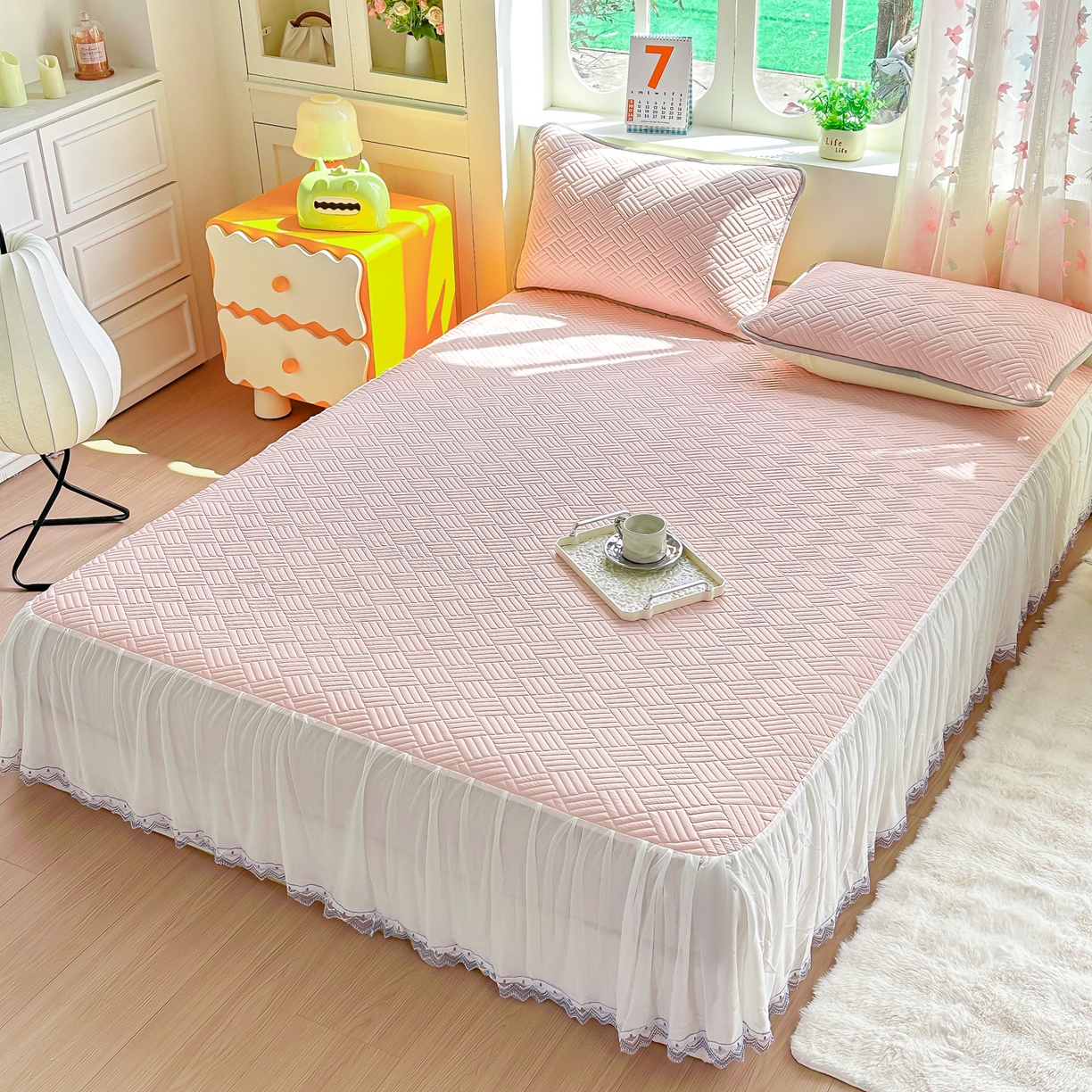 91家纺网 家纺一手货源 找家纺 （总）丹本家纺 2026新款凉感夏被空调被凉席空调席冰丝席纯色床裙乳胶席三件套四件套菱形格