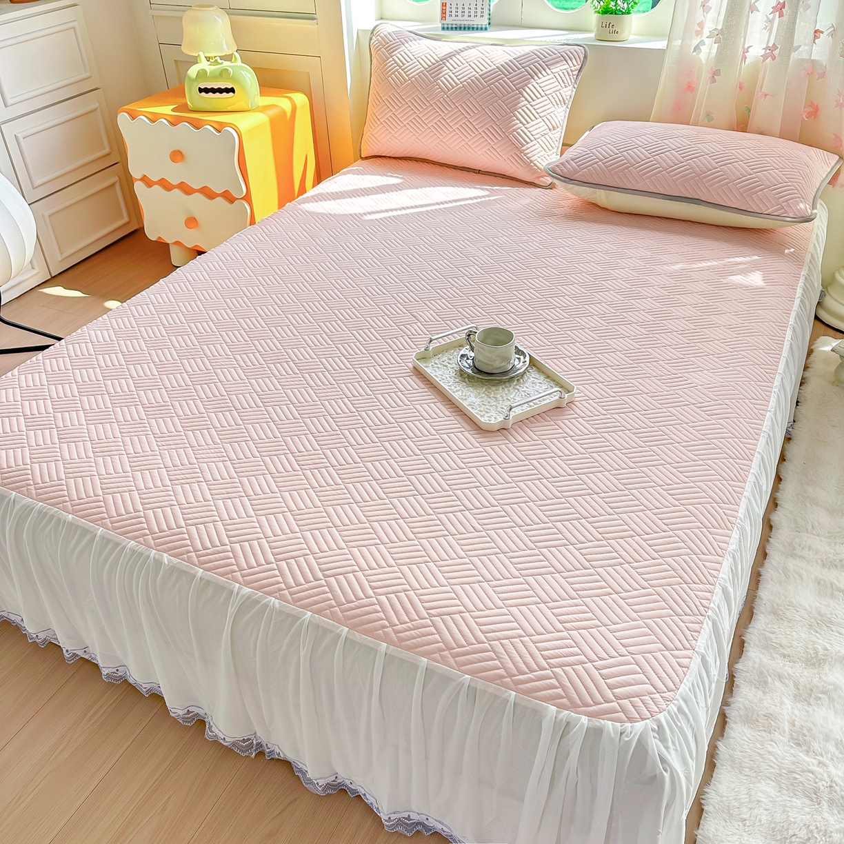 91家纺网 家纺一手货源 找家纺 （总）丹本家纺 2026新款凉感夏被空调被凉席空调席冰丝席纯色床裙乳胶席三件套四件套菱形格