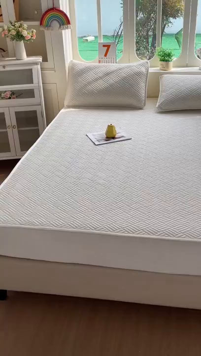 91家纺网 家纺一手货源 找家纺 丹本家纺 2026新款凉感夏被空调被凉席空调席冰丝席纯色床裙乳胶席三件套四件套菱形格 菱形格平铺款-米白