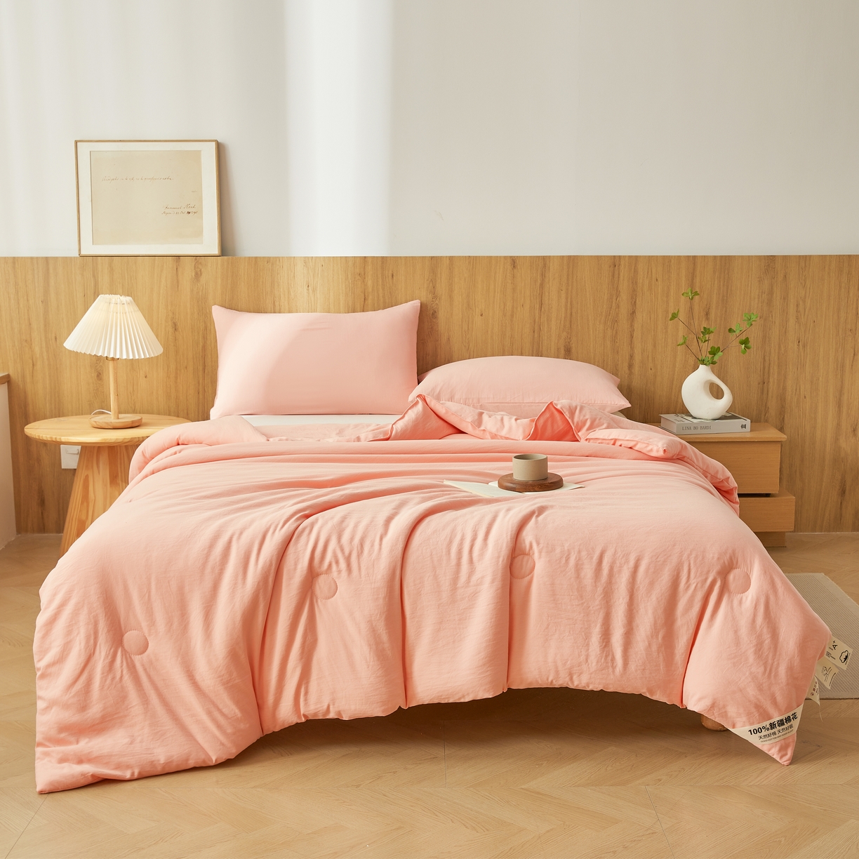 91家纺网 家纺一手货源 找家纺 思雅庭 2026新款100%水洗棉新疆棉花被 粉色