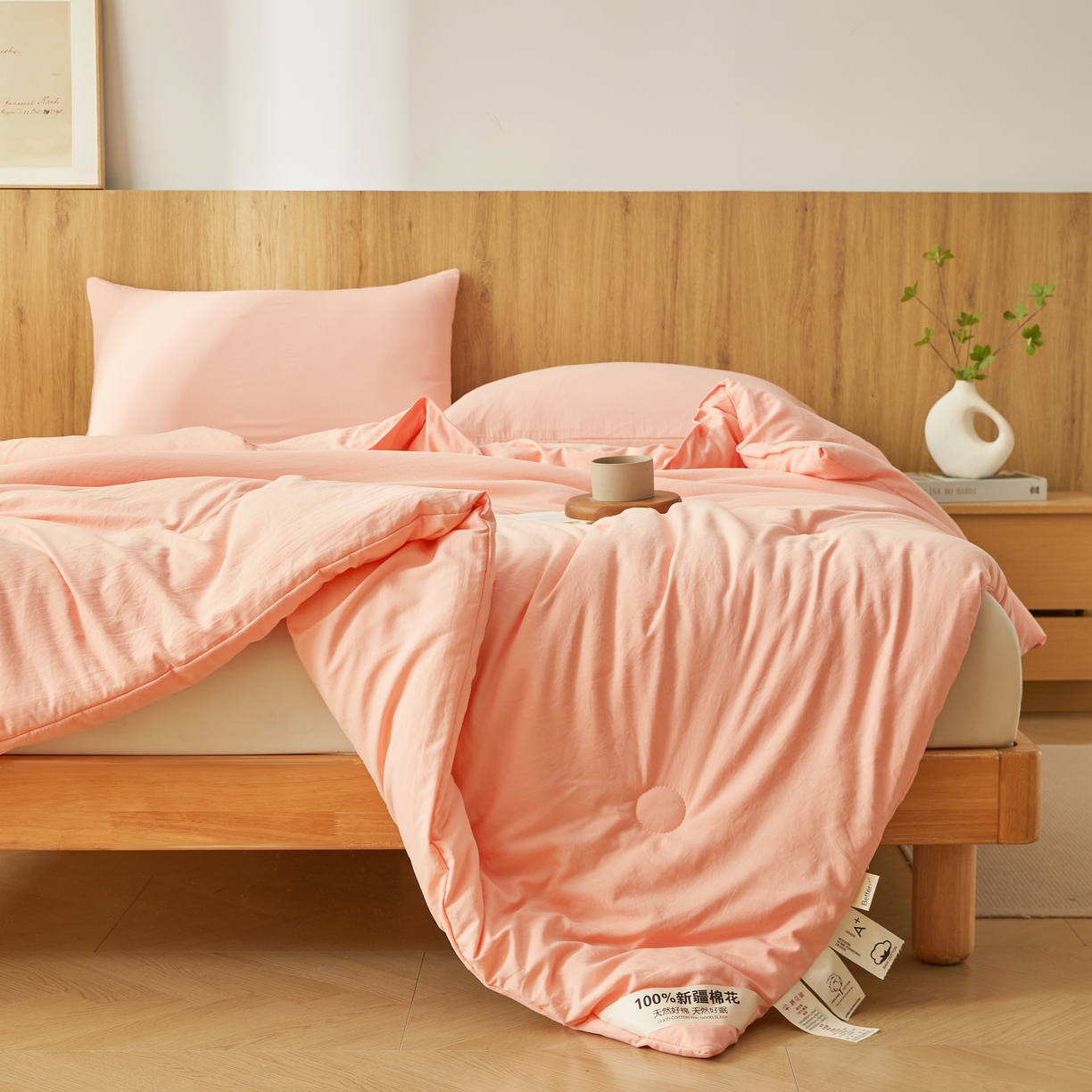 91家纺网 家纺一手货源 找家纺 思雅庭 2026新款100%水洗棉新疆棉花被 粉色