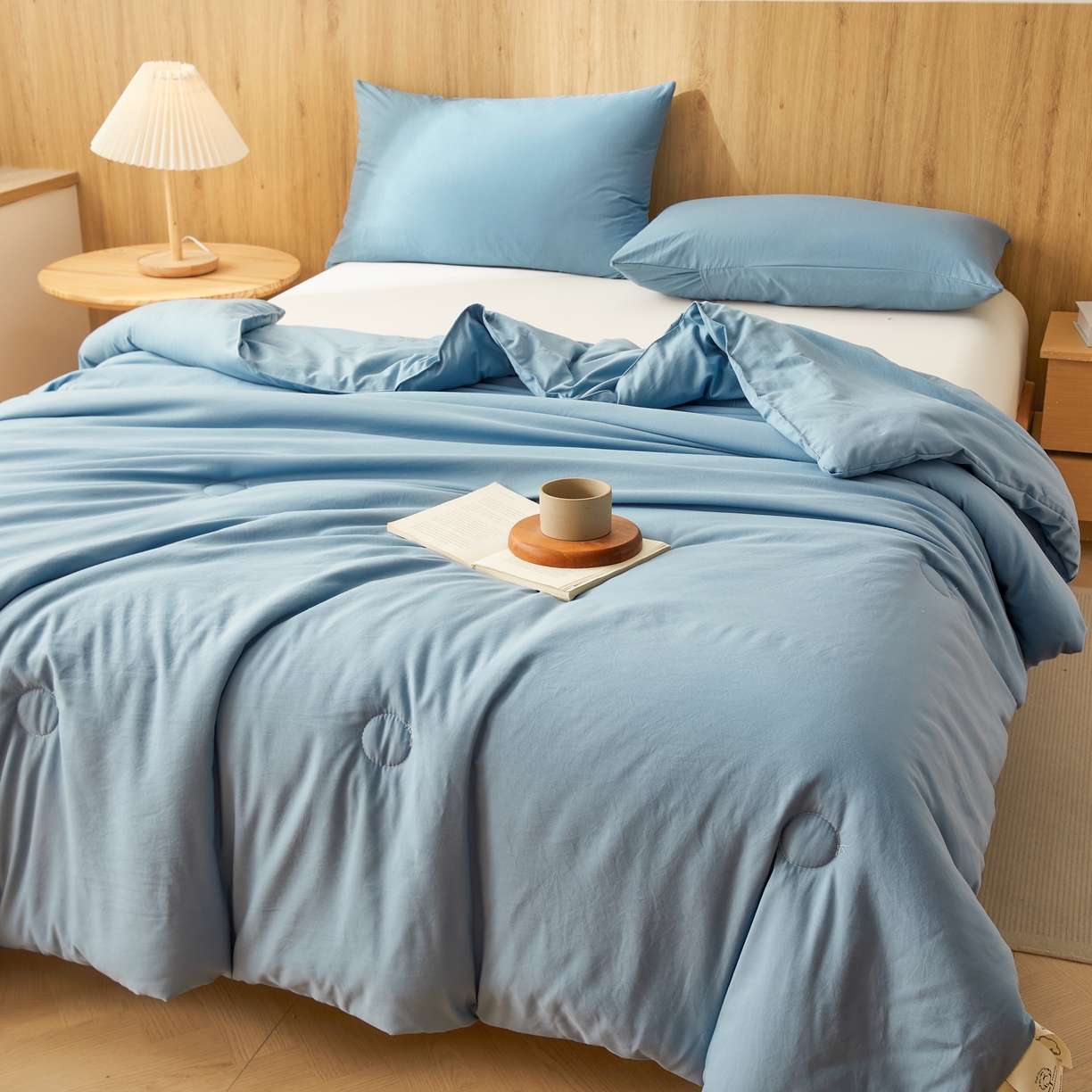 91家纺网 家纺一手货源 找家纺 思雅庭 2026新款100%水洗棉新疆棉花被 蓝色