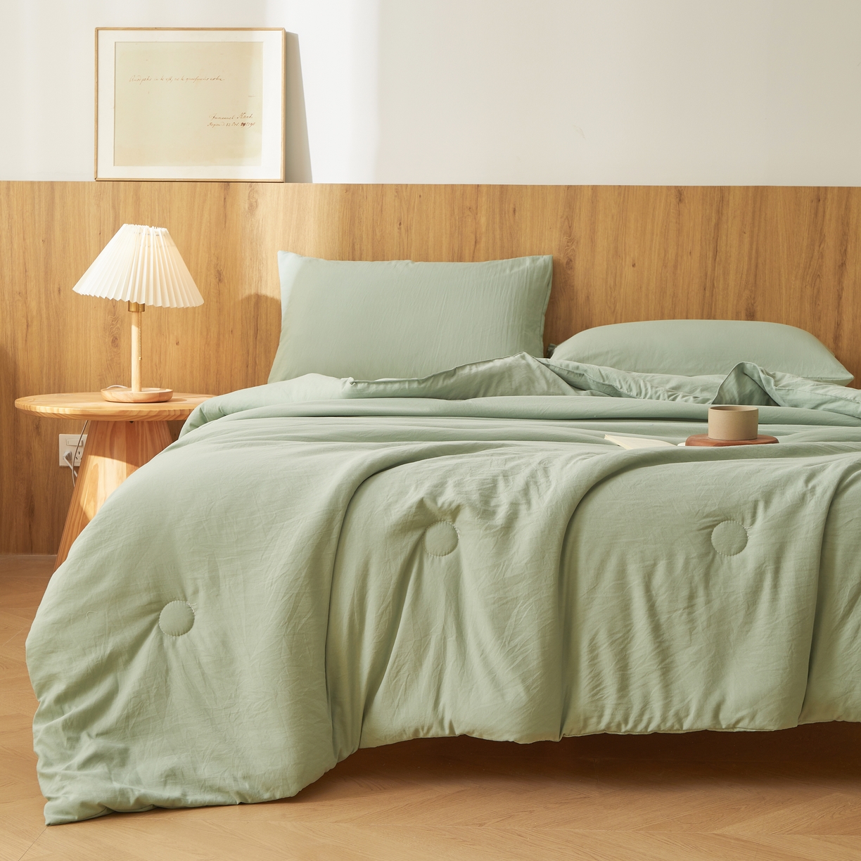 91家纺网 家纺一手货源 找家纺 思雅庭 2026新款100%水洗棉新疆棉花被 绿色