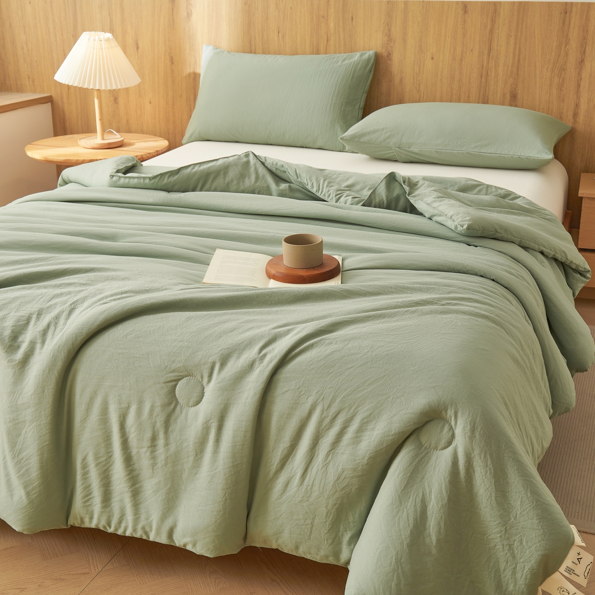 91家纺网 家纺一手货源 找家纺 思雅庭 2026新款100%水洗棉新疆棉花被 绿色