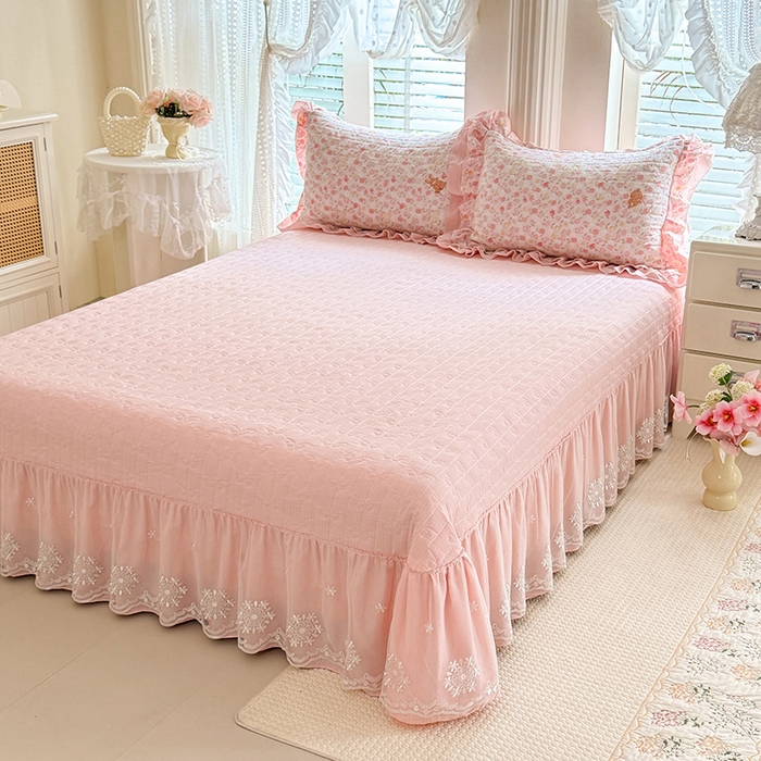 91家纺网 家纺一手货源 找家纺 （总）苏米娜 2026韩版双层花边木棉皱皱纱夏被床盖款-小清新系列