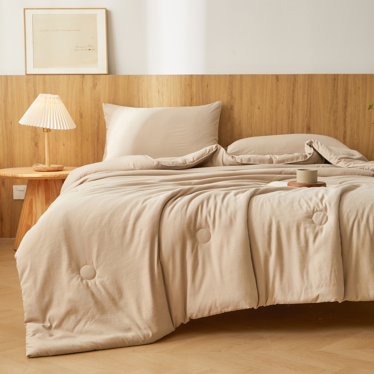 91家纺网 家纺一手货源 找家纺 思雅庭 2026新款100%水洗棉新疆棉花被 浅咖