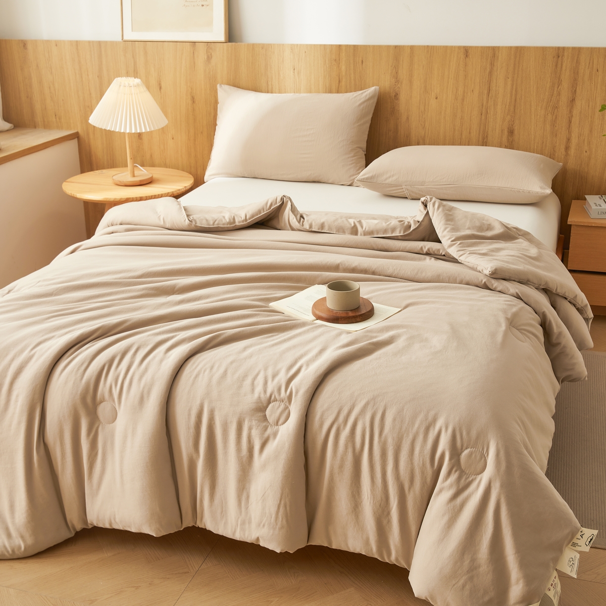 91家纺网 家纺一手货源 找家纺 思雅庭 2026新款100%水洗棉新疆棉花被 浅咖