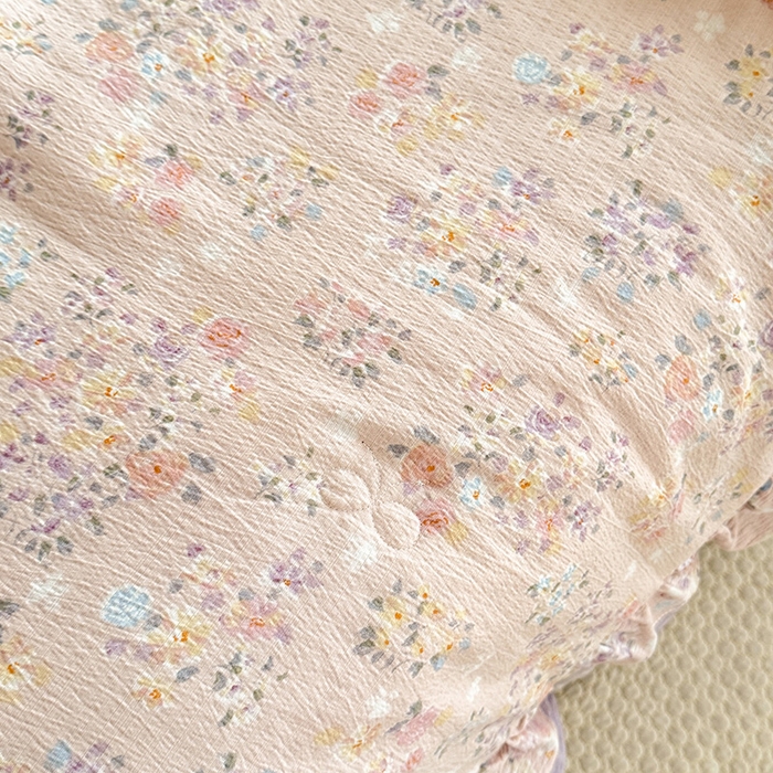 91家纺网 家纺一手货源 找家纺 苏米娜 2026韩版双层花边木棉皱皱纱夏被床盖款-小清新系列 紫薇