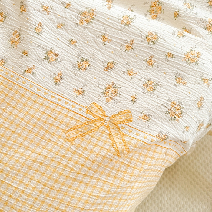 91家纺网 家纺一手货源 找家纺 苏米娜 2026韩版双层花边木棉皱皱纱夏被床盖款-小清新系列 半夏