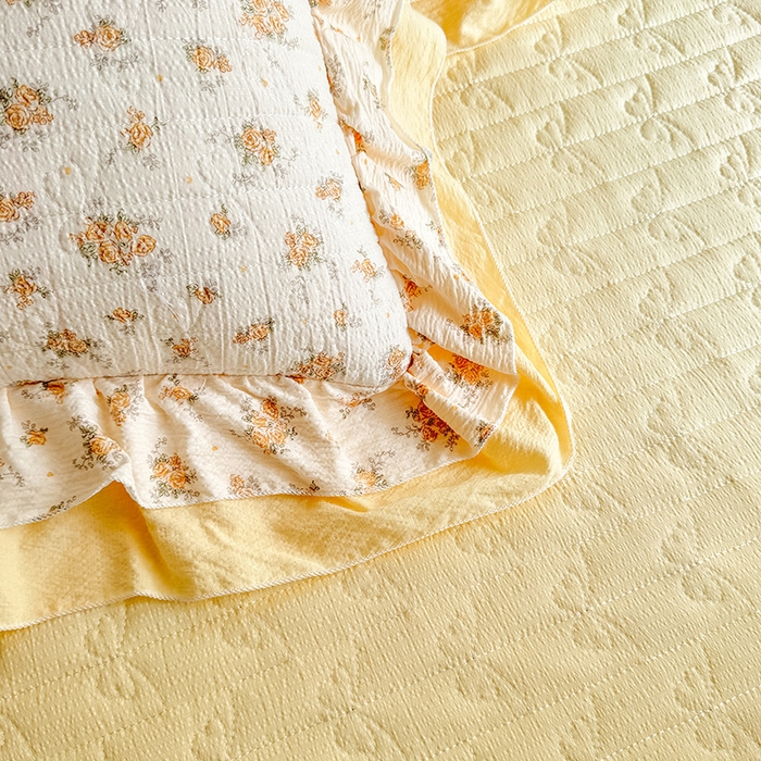 91家纺网 家纺一手货源 找家纺 苏米娜 2026韩版双层花边木棉皱皱纱夏被床盖款-小清新系列 半夏