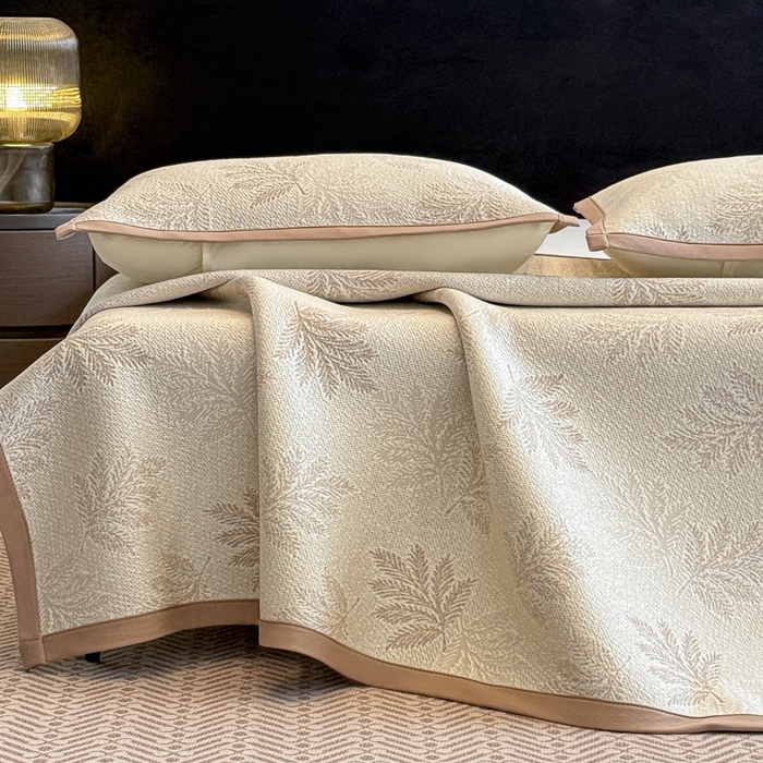 91家纺网 家纺一手货源 找家纺 畅畅家纺 2026春夏新款复合中分子PE100%聚乙烯乙纶色织提花凉感软凉席席子 叶语