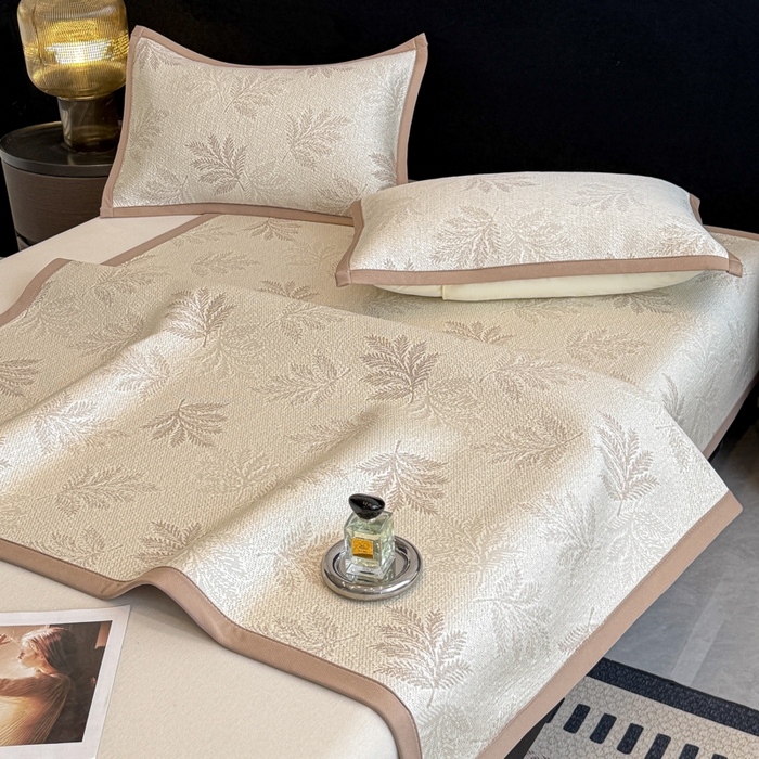 91家纺网 家纺一手货源 找家纺 畅畅家纺 2026春夏新款复合中分子PE100%聚乙烯乙纶色织提花凉感软凉席席子 叶语