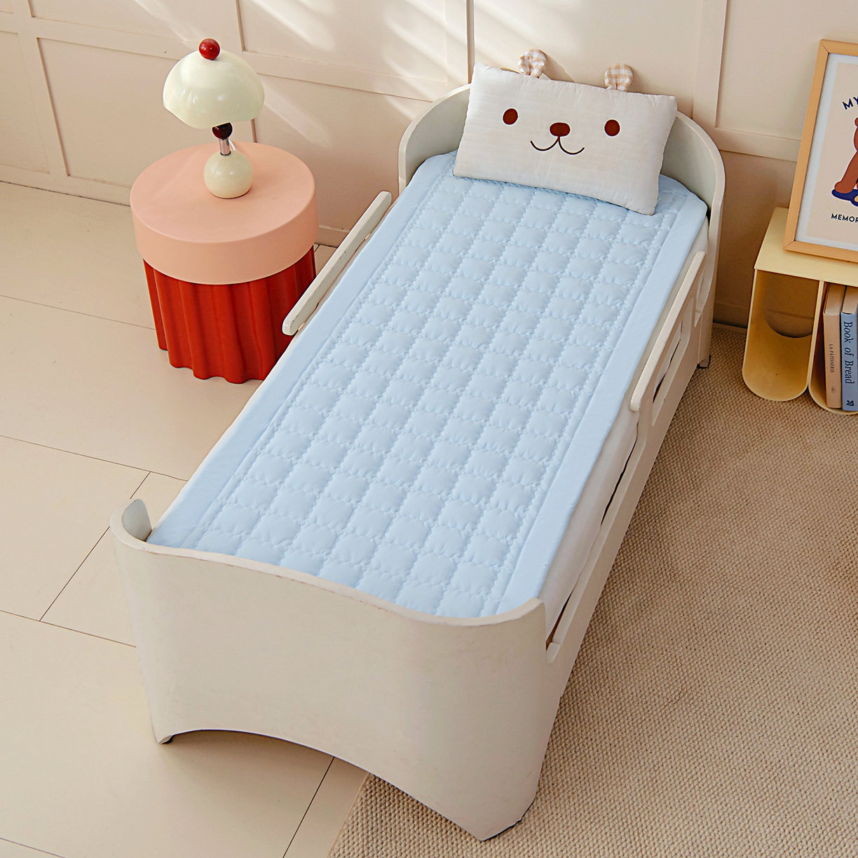 御棉坊 2026新品锦氨凉感凉席儿童凉席幼儿园夏季午睡褥子学生宿舍床凉席褥子 冰冰蓝