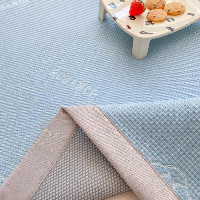 91家纺网 家纺一手货源 找家纺 宇淳国际 2026新款PE凉感三明治复合床笠三件套-玫瑰花系列 玫瑰蓝