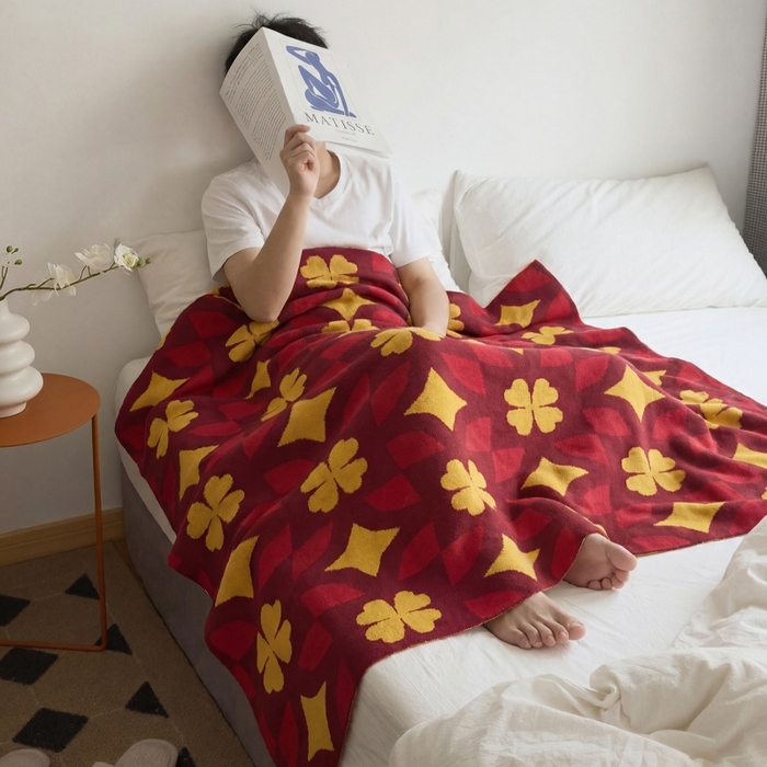 91家纺网 家纺一手货源 找家纺 （总）暖绵绵家纺 2026新款全棉提花复古花纹四季毯-诺拉琪