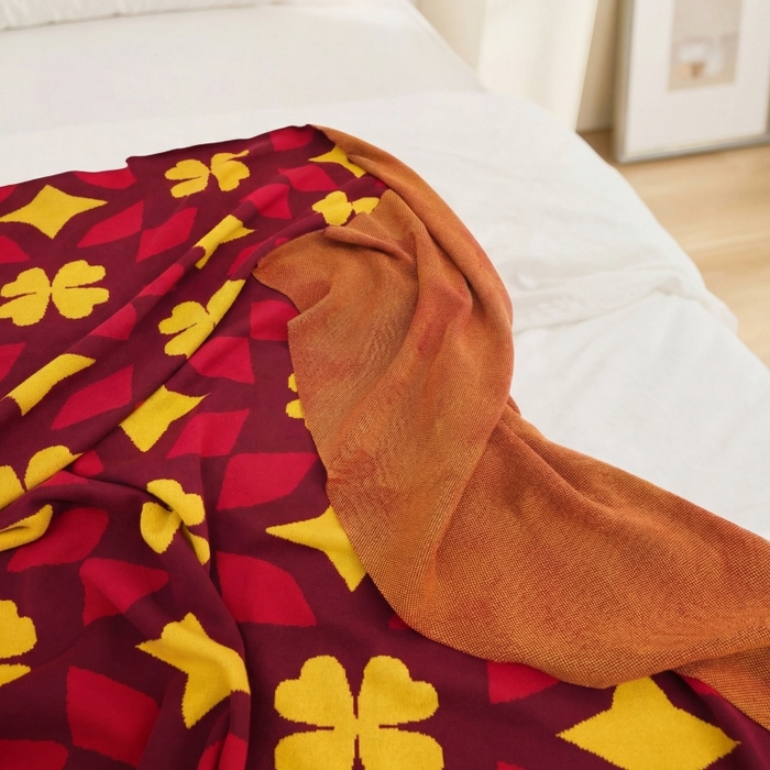 91家纺网 家纺一手货源 找家纺 （总）暖绵绵家纺 2026新款全棉提花复古花纹四季毯-诺拉琪